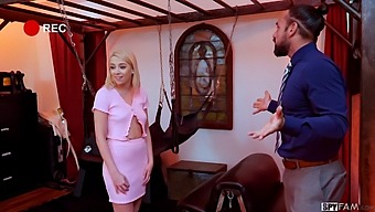 En Blond Steddatters Overraskelse Til Sin Stedfars Fødselsdag Fører Til En Vild Sexsession.